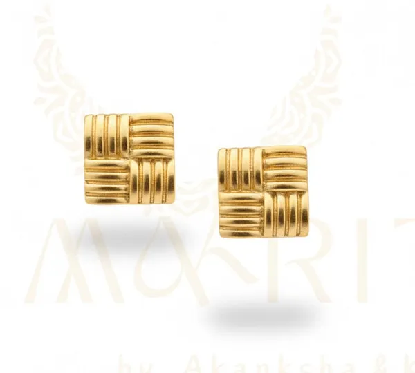 Gold_Woven_Luxe_Square_Stud_Earrings_For_Women